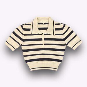 For Love And Lemons Black and Cream Striped Button Down Shirt